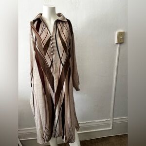 Vintage 70s Mary Martin Florida brown long sleeve tunic western tunic dress M